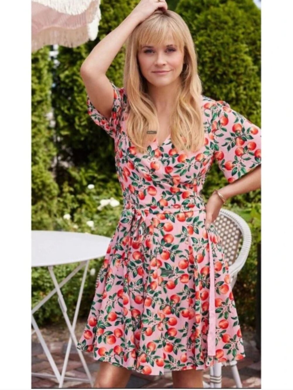 Draper James pink apple blossom fit and‎ flare mini wrap dress 8